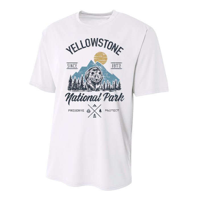 Vintage Retro Yellowstone National Park Hiking Performance Sprint T-Shirt