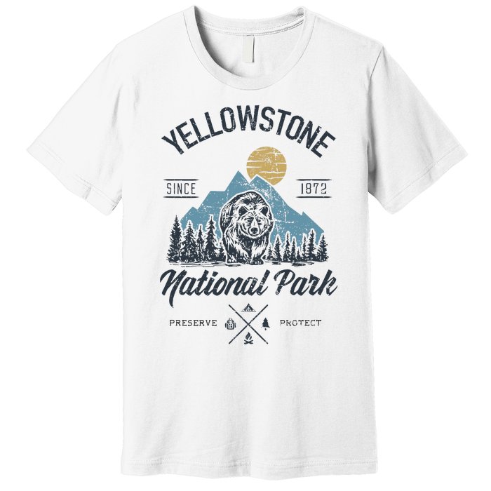 Vintage Retro Yellowstone National Park Hiking Premium T-Shirt