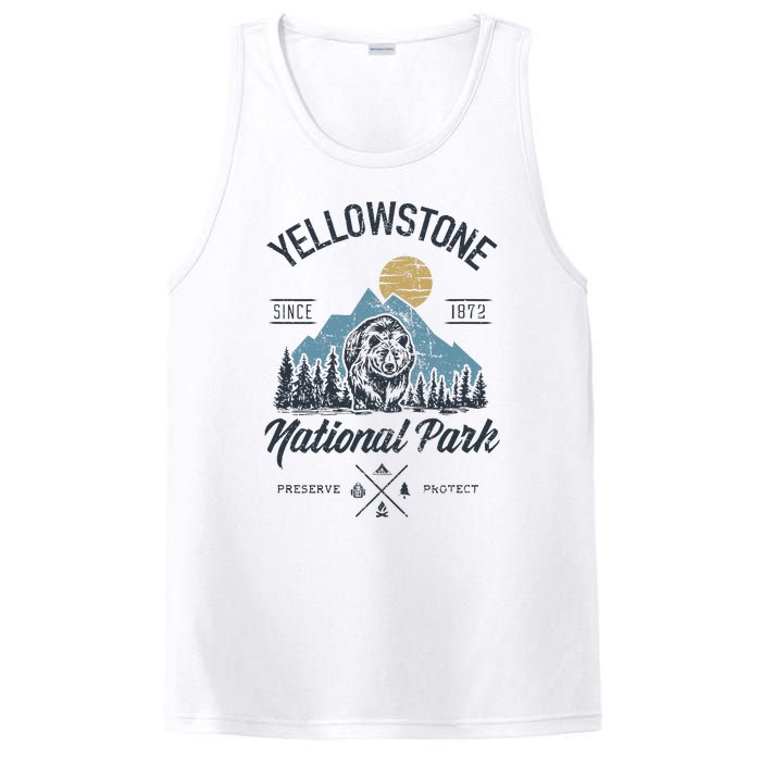 Vintage Retro Yellowstone National Park Hiking PosiCharge Competitor Tank