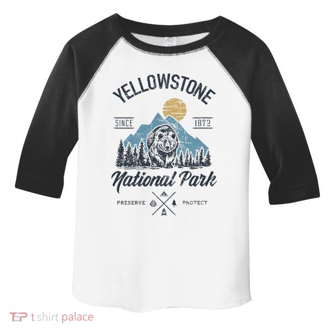 Vintage Retro Yellowstone National Park Hiking Toddler Fine Jersey T-Shirt