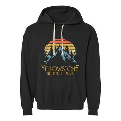 Vintage Retro Yellowstone National Park Wy Garment-Dyed Fleece Hoodie