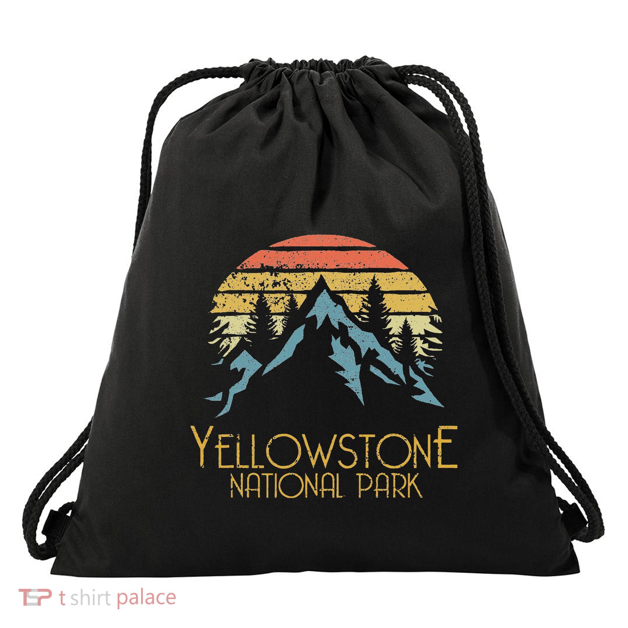 Vintage Retro Yellowstone National Park Wy Drawstring Bag