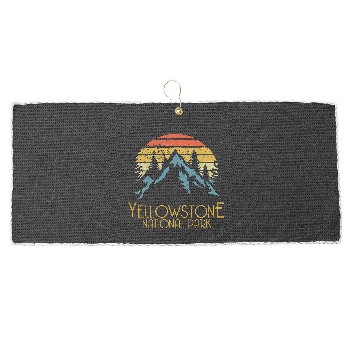 Vintage Retro Yellowstone National Park Wy Large Microfiber Waffle Golf Towel