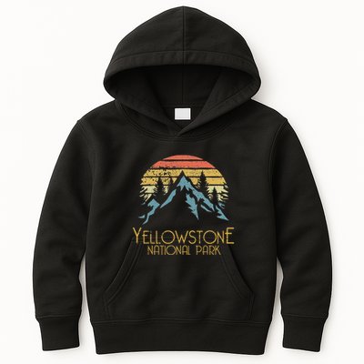 Vintage Retro Yellowstone National Park Wy Kids Hoodie