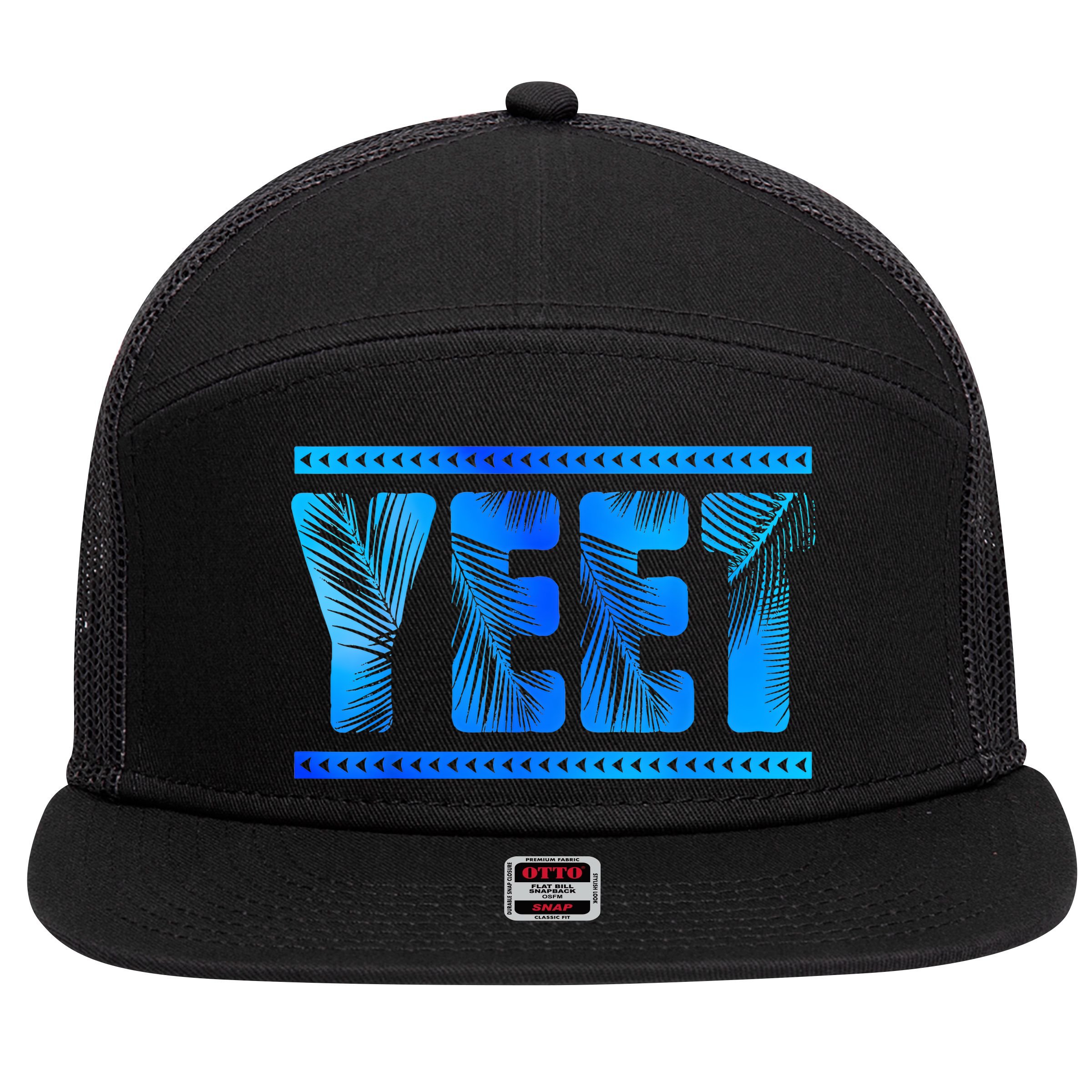 Vintage Retro Yeet Quotes Design 7 Panel Mesh Trucker Snapback Hat