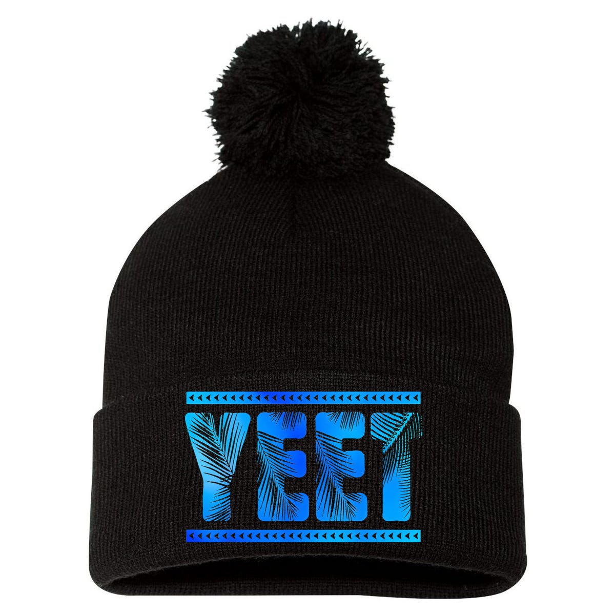 Vintage Retro Yeet Quotes Design Pom Pom 12in Knit Beanie