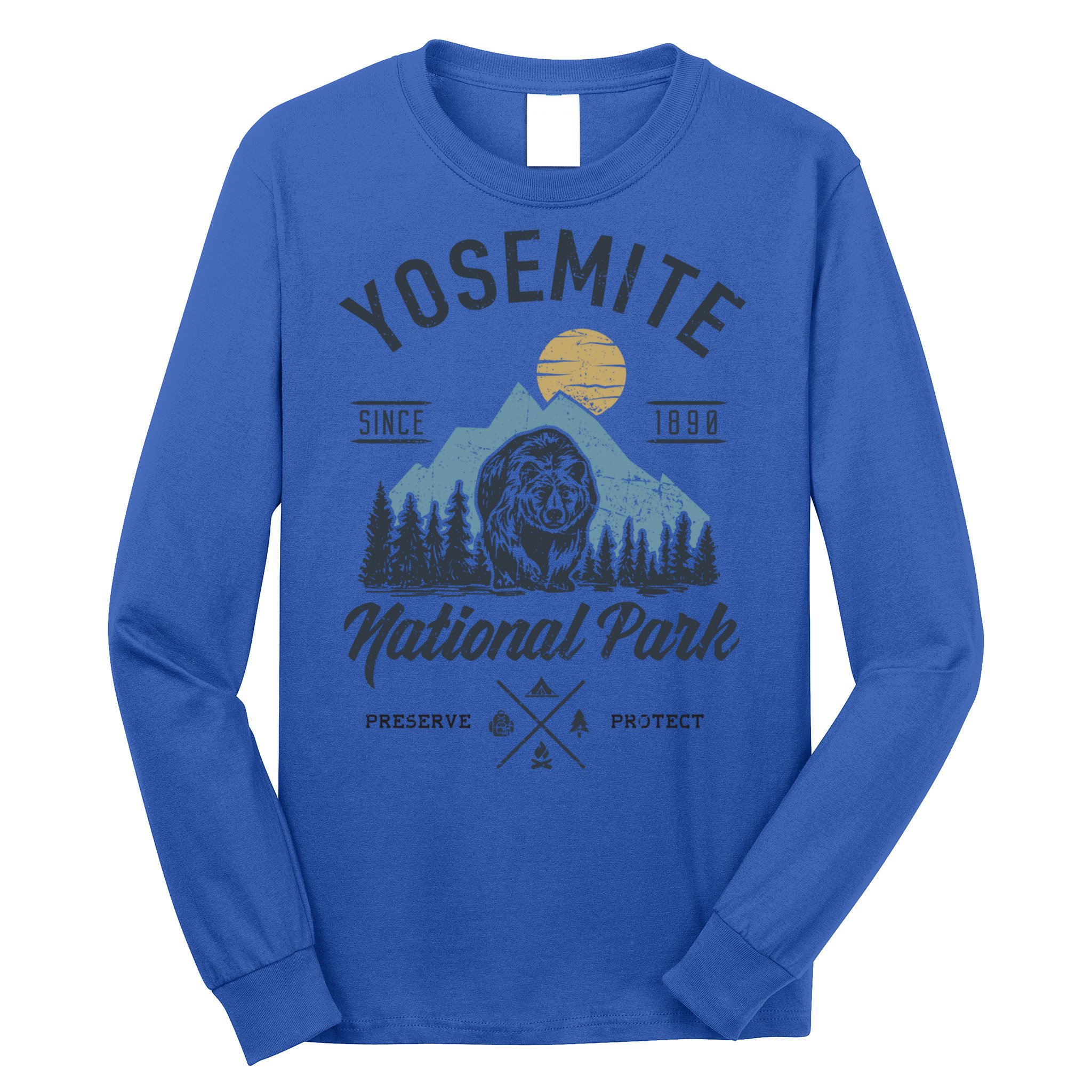 Vintage Retro Yosemite National Park Hiking Gift Long Sleeve Shirt