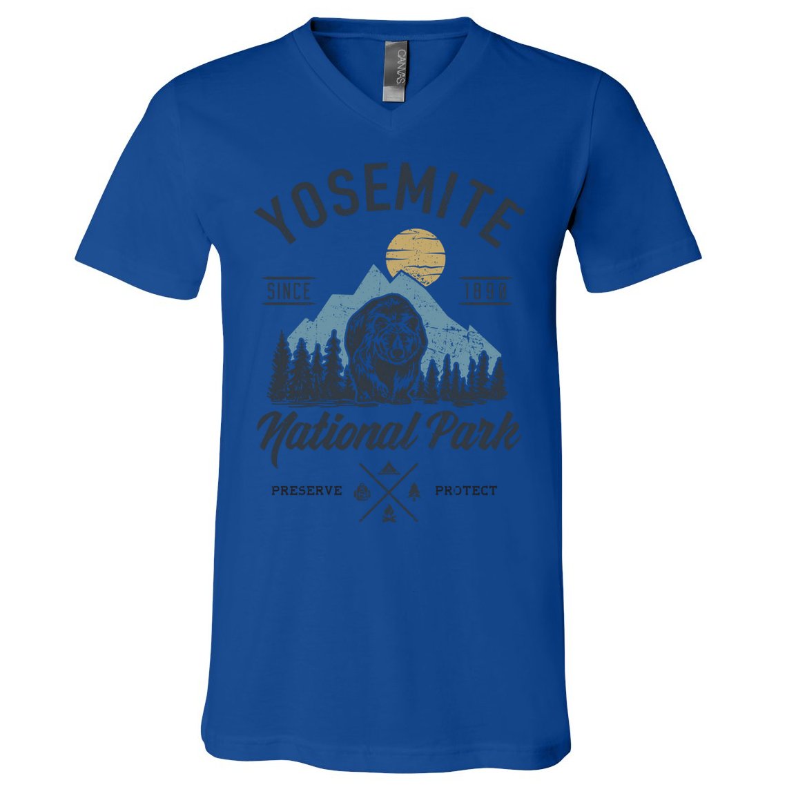 Vintage Retro Yosemite National Park Hiking Gift V-Neck T-Shirt