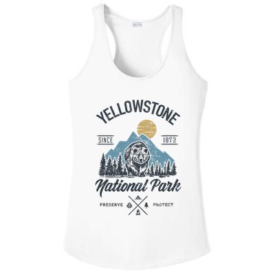 Vintage Retro Yellowstone National Park Hiking Ladies PosiCharge Competitor Racerback Tank