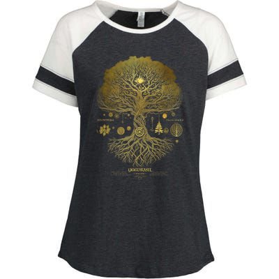 Viking Runes Yggdrasil Tree Of Life Norse Enza Ladies Jersey Colorblock Tee