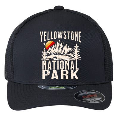 Vintage Retro Yellowstone National Park Flexfit Unipanel Trucker Cap