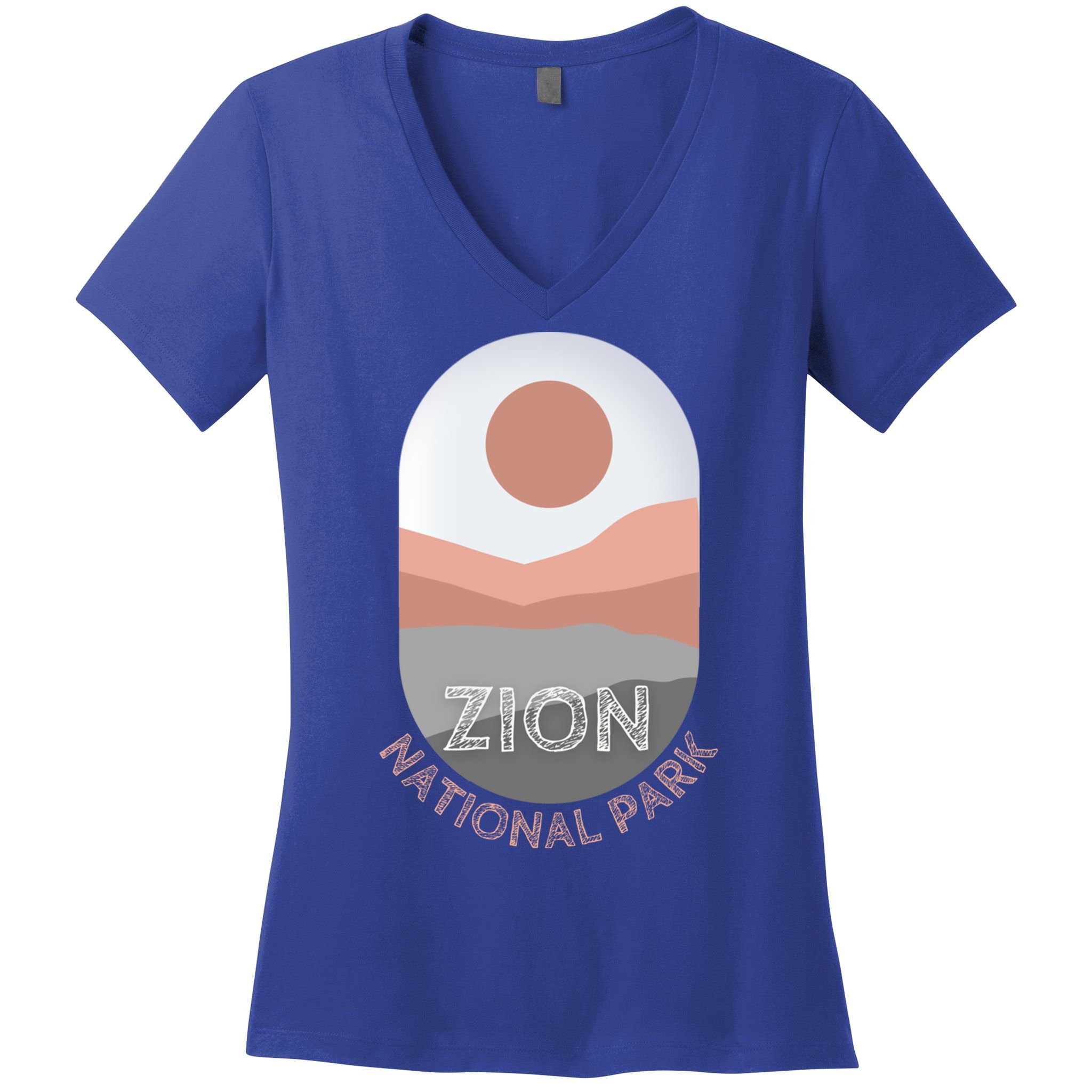 Vintage Retro Zion National Park Utah Arches Road Trip Tee Gift Women's V-Neck T-Shirt