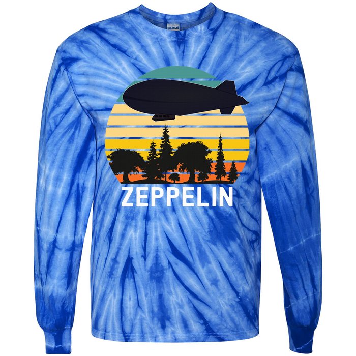 Vintage Retro Zeppelin  Dirigible Airship  Tie-Dye Long Sleeve Shirt