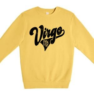 Virgo Retro Zodiac Astrology Horoscope Virgo Cool Gift Premium Crewneck Sweatshirt