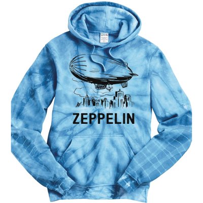 Vintage Retro Zeppelin Dirigible Airship Sketch Tie Dye Hoodie
