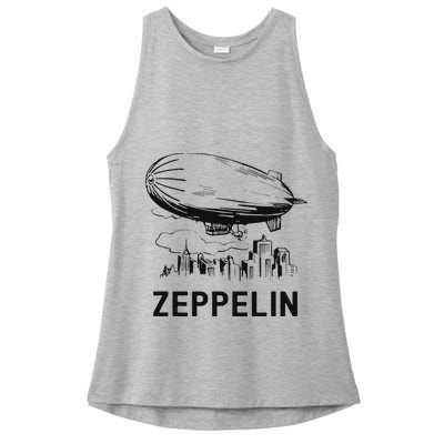 Vintage Retro Zeppelin Dirigible Airship Sketch Ladies PosiCharge Tri-Blend Wicking Tank