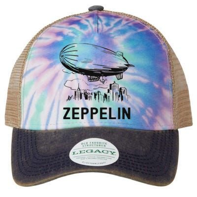 Vintage Retro Zeppelin Dirigible Airship Sketch Legacy Tie Dye Trucker Hat