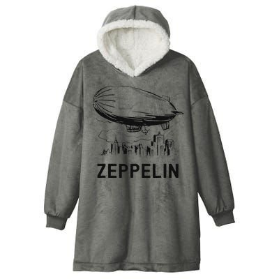 Vintage Retro Zeppelin Dirigible Airship Sketch Hooded Wearable Blanket