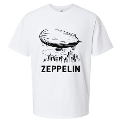 Vintage Retro Zeppelin Dirigible Airship Sketch Sueded Cloud Jersey T-Shirt