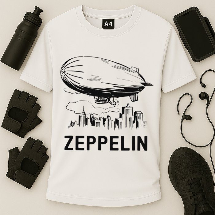 Vintage Retro Zeppelin Dirigible Airship Sketch Performance Shirt