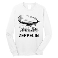 Vintage Retro Zeppelin Dirigible Airship Sketch Long Sleeve Shirt