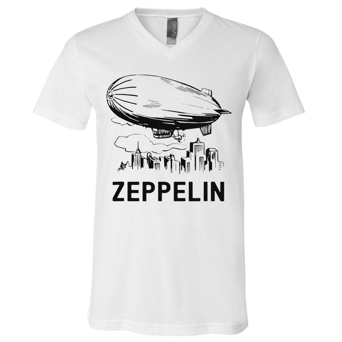 Vintage Retro Zeppelin Dirigible Airship Sketch V-Neck T-Shirt