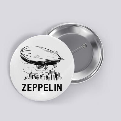 Vintage Retro Zeppelin Dirigible Airship Sketch Button