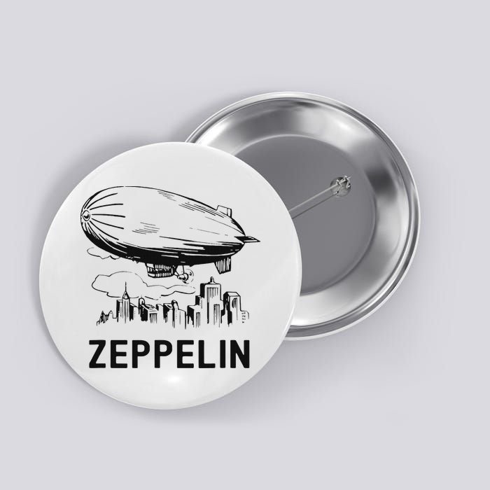 Vintage Retro Zeppelin Dirigible Airship Sketch Button