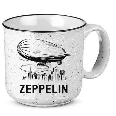 Vintage Retro Zeppelin Dirigible Airship Sketch 15oz Campfire Ceramic Mug
