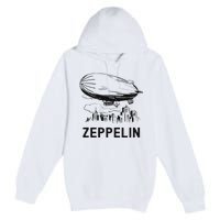 Vintage Retro Zeppelin Dirigible Airship Sketch Premium Pullover Hoodie