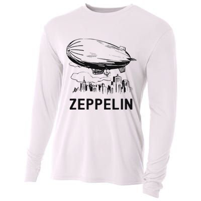 Vintage Retro Zeppelin Dirigible Airship Sketch Cooling Performance Long Sleeve Crew