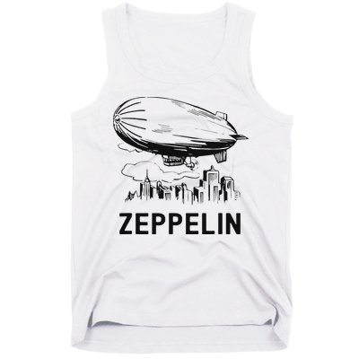 Vintage Retro Zeppelin Dirigible Airship Sketch Tank Top