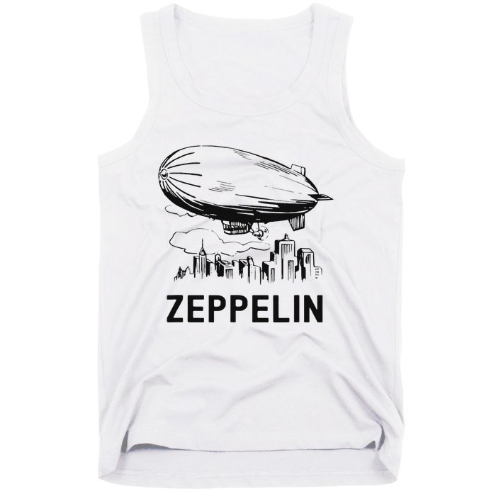 Vintage Retro Zeppelin Dirigible Airship Sketch Tank Top