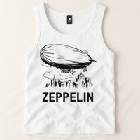 Vintage Retro Zeppelin Dirigible Airship Sketch Tank Top