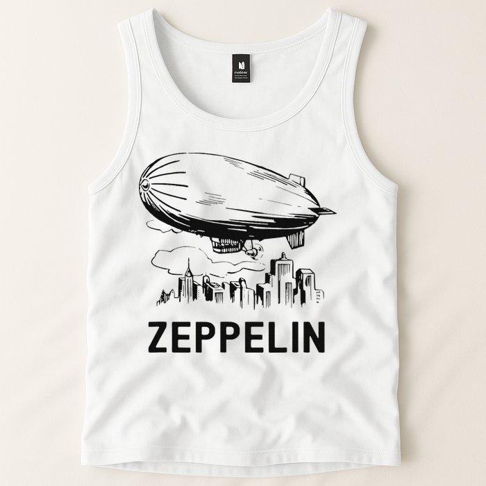 Vintage Retro Zeppelin Dirigible Airship Sketch Tank Top