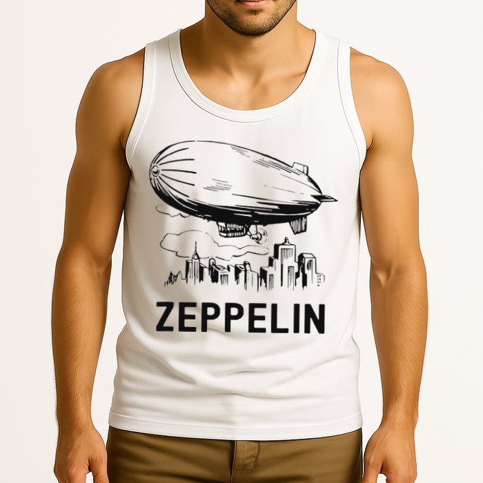 Vintage Retro Zeppelin Dirigible Airship Sketch Tank Top