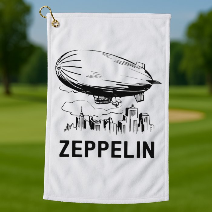 Vintage Retro Zeppelin Dirigible Airship Sketch Golf Towel