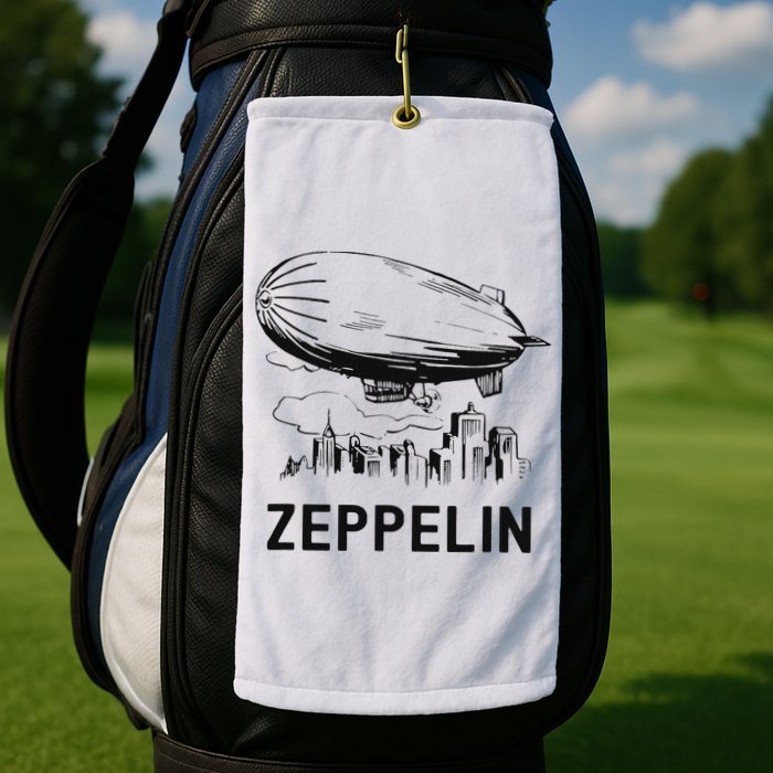 Vintage Retro Zeppelin Dirigible Airship Sketch Golf Towel