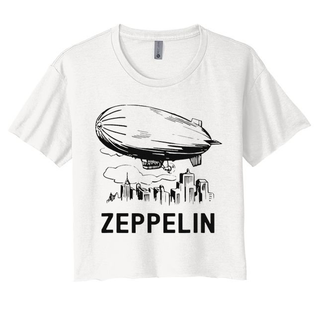 Vintage Retro Zeppelin Dirigible Airship Sketch Crop Top