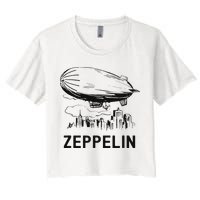 Vintage Retro Zeppelin Dirigible Airship Sketch Crop Top