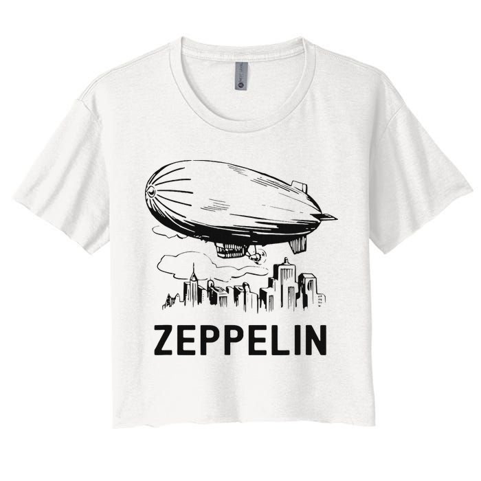 Vintage Retro Zeppelin Dirigible Airship Sketch Crop Top