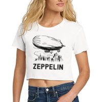 Vintage Retro Zeppelin Dirigible Airship Sketch Crop Top