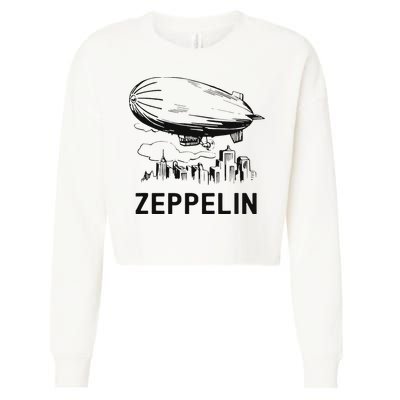 Vintage Retro Zeppelin Dirigible Airship Sketch Cropped Pullover Crew
