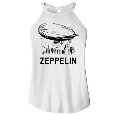 Vintage Retro Zeppelin Dirigible Airship Sketch Women's Perfect Tri Rocker Tank