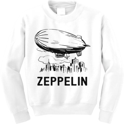 Vintage Retro Zeppelin Dirigible Airship Sketch Kids Sweatshirt