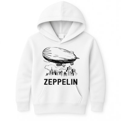 Vintage Retro Zeppelin Dirigible Airship Sketch Kids Hoodie