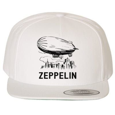 Vintage Retro Zeppelin Dirigible Airship Sketch Wool Snapback Cap