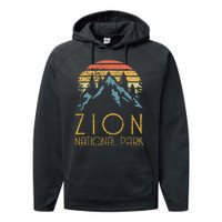 Vintage Retro Zion National Park Utah Performance Fleece Hoodie