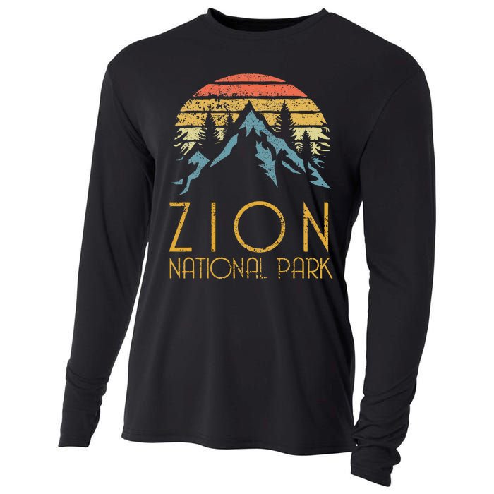 Vintage Retro Zion National Park Utah Cooling Performance Long Sleeve Crew