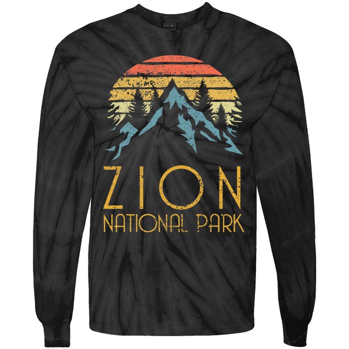 Vintage Retro Zion National Park Utah Tie-Dye Long Sleeve Shirt